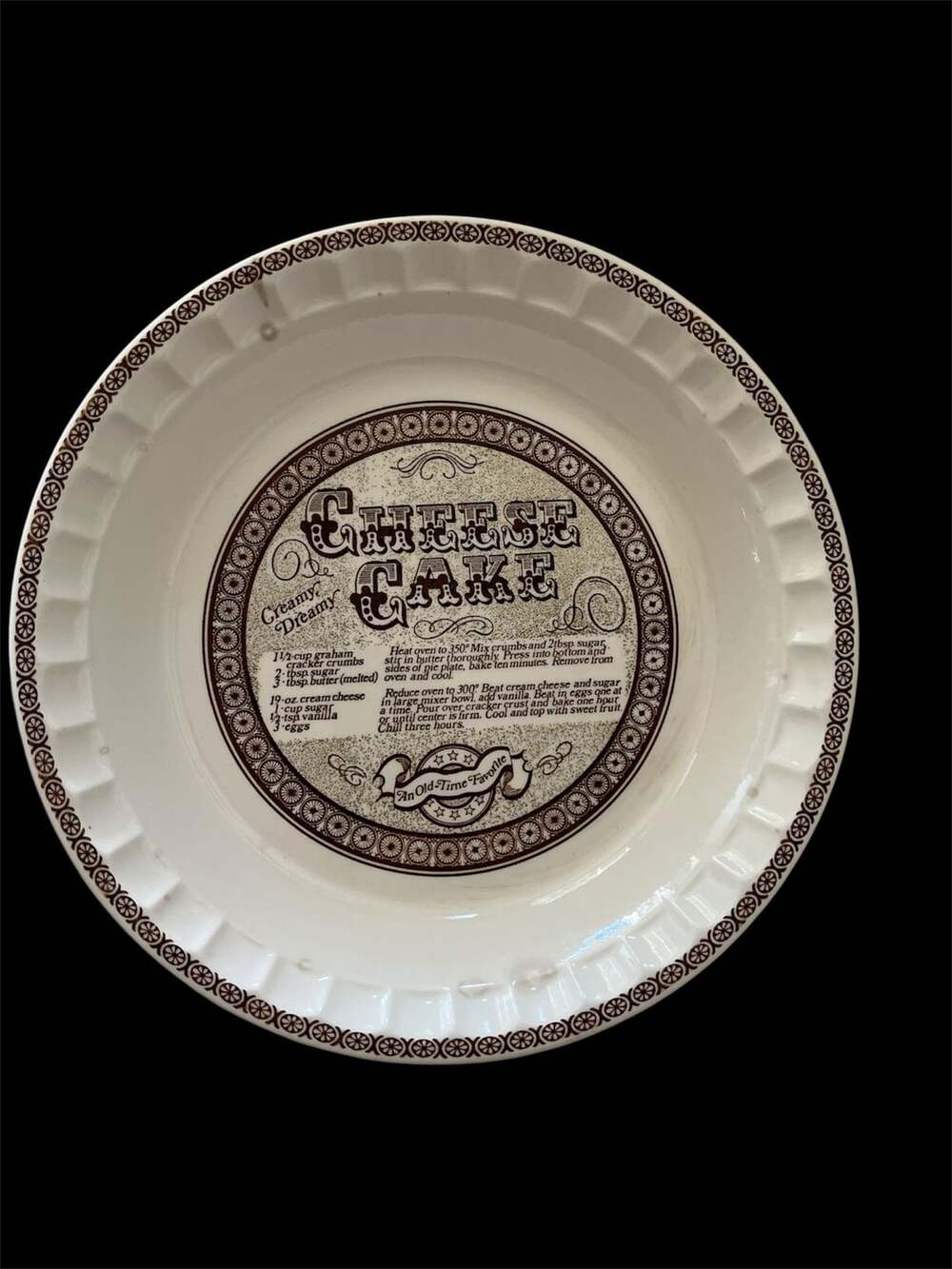 Royal China Country Harvest Cheesecake Recipe Pie Plate